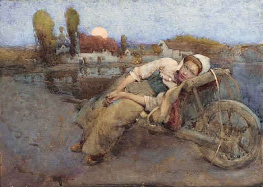 Artwork by William Lee-Hankey, Tired Out, Made of pencil and watercolour