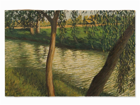 River with Willows by Mariano Felez, 1921