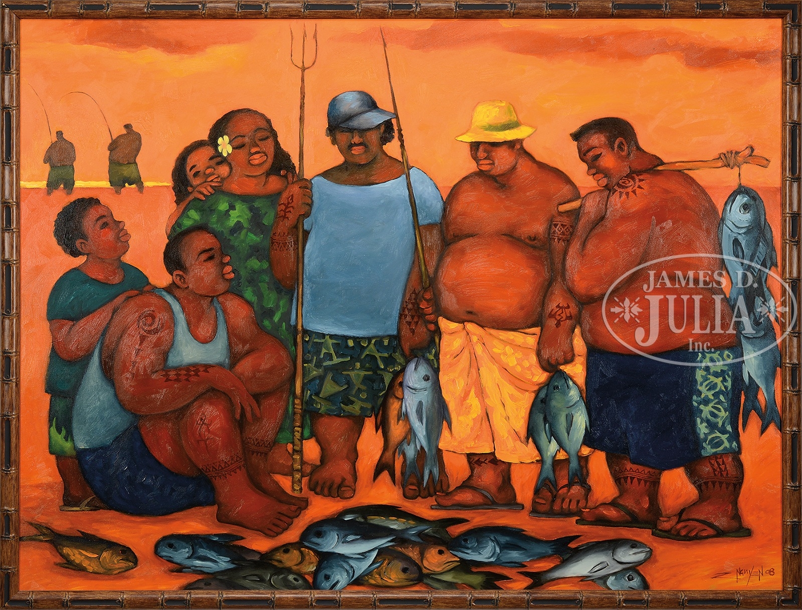 Artwork by Tim Nguyen, SHARING THE CATCH, Made of Oil on canvas