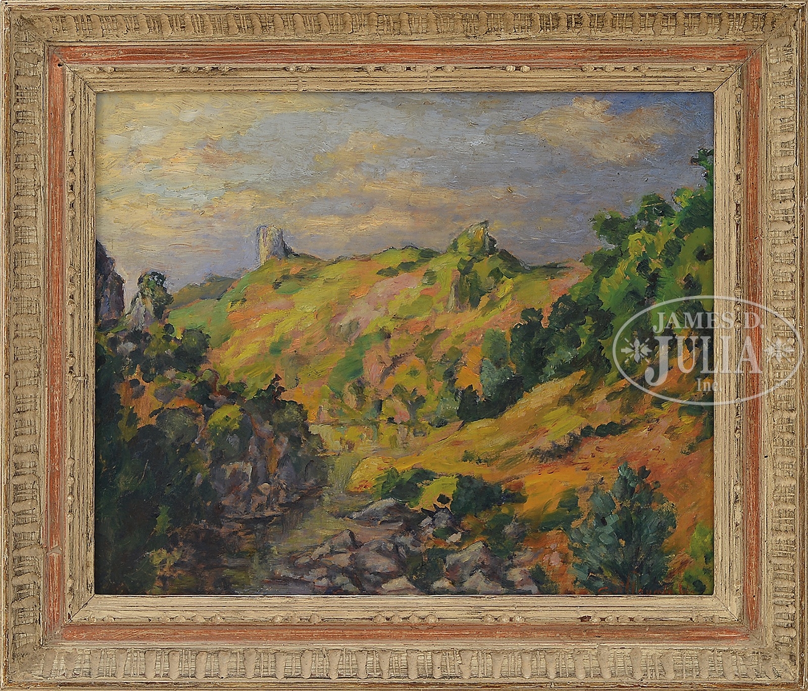 Artwork by Armand Guillaumin II, RUINS CROZANT, PROVENCE, FRANCE, Made of Oil on Masonite
