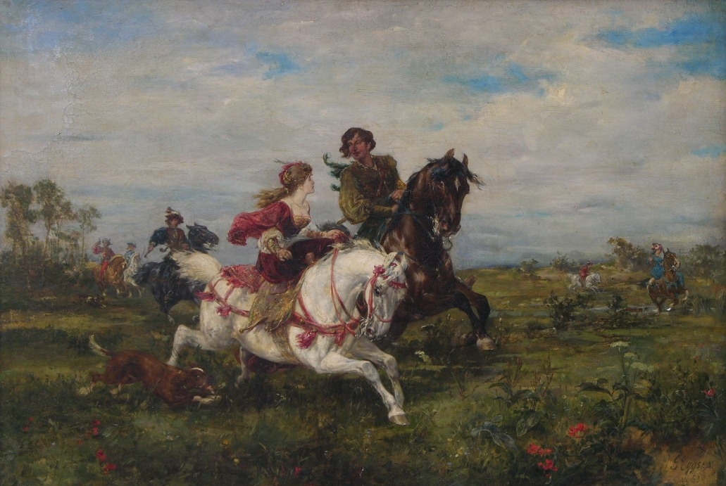 Artwork by Gustav Eggena, A ride in the country, Made of Oil on canvas