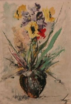 Artwork by Anoush Rahnavardkar, Vase with flowers, Made of Oil on canvas