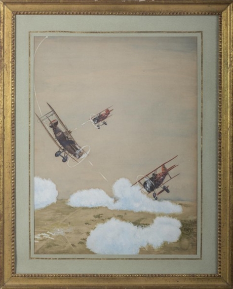 Pair of World War I Scenes of Air Combat Over France by John Lavalle, circa 1917