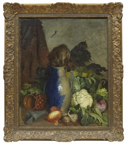 Artwork by Gustav Ericson Fischer, Stilleben med apa, Made of Oil on canvas