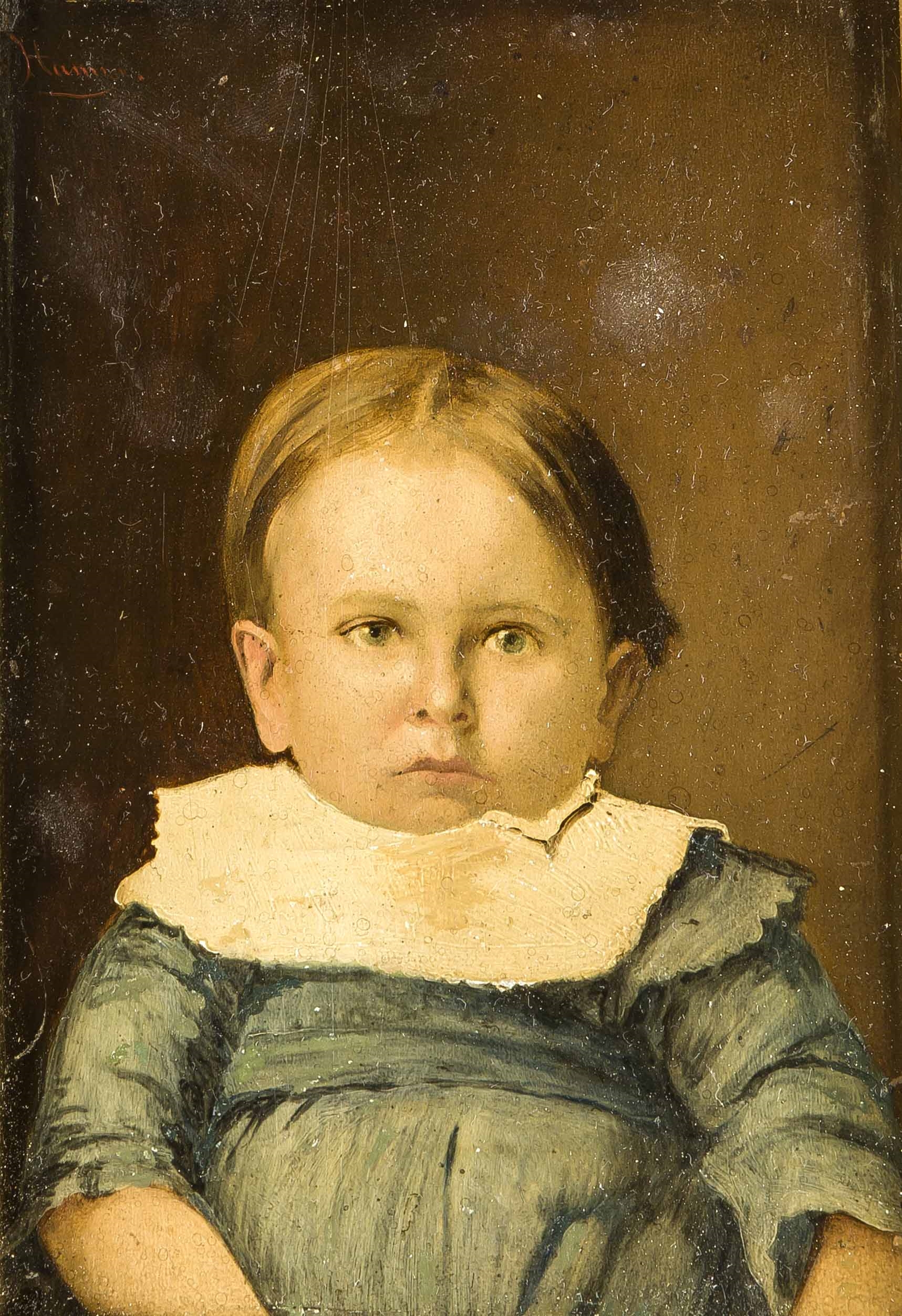 Portraitstudie eines Kleinkindes en face mit Lätzchen by Johann Hamza