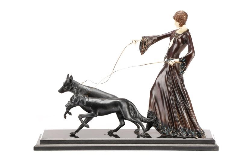 Demétre H. Chiparus | Woman Walking Dogs | MutualArt