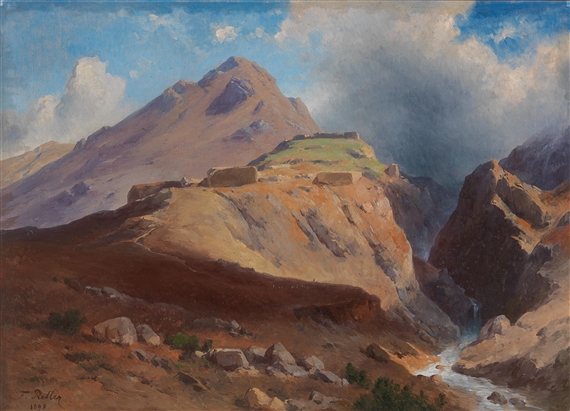 Felsenlandschaft mit Ruinen und Gebirgsbach by Friedrich Preller the Younger, 1898
