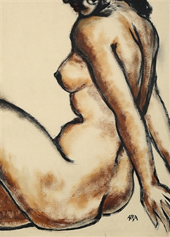 Untitled (Seated Nude) - Krishna Howlaji Ara