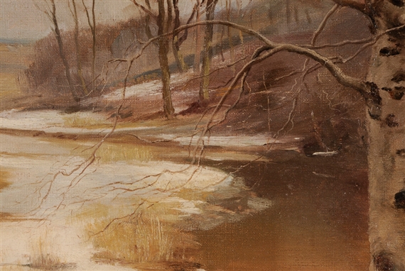Light Snow in a New England Marsh by Edwin Burrage Child, 1908