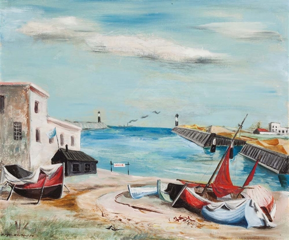 Untitled (Fishing Boats South England) by Elaine Haxton, 1950