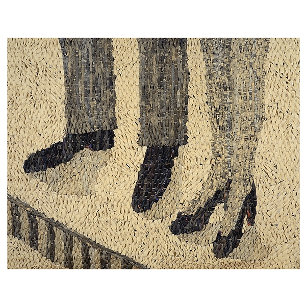 Artwork by Gugger Petter, Waiting, Made of Weaving of newspaper on hemp yarn