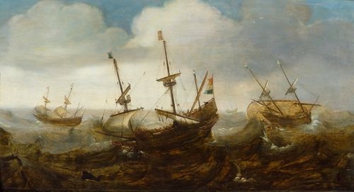 Ships on a Stormy Sea by Cornelis Verbeeck