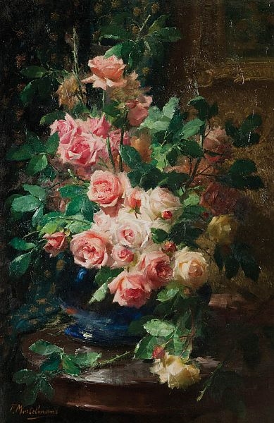 Frans Mortelmans | Still life with roses on a table | MutualArt
