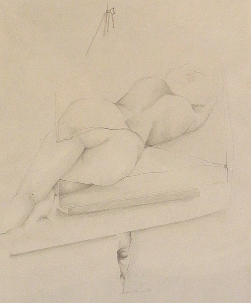 Artwork by Vérène Quadranti-Zufferey, Nu allongé de dos, Made of pencil on paper