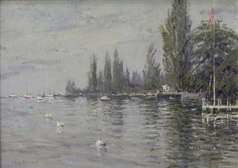 Paire d'huiles représentant des vues portuaires - Jaime Villanueva Malaret