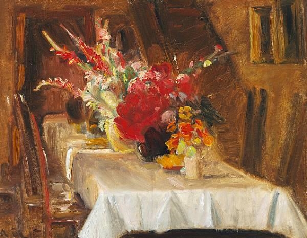 Interior from the family Ancher's dining room at Markvej by Michael Peter Ancher, 1915