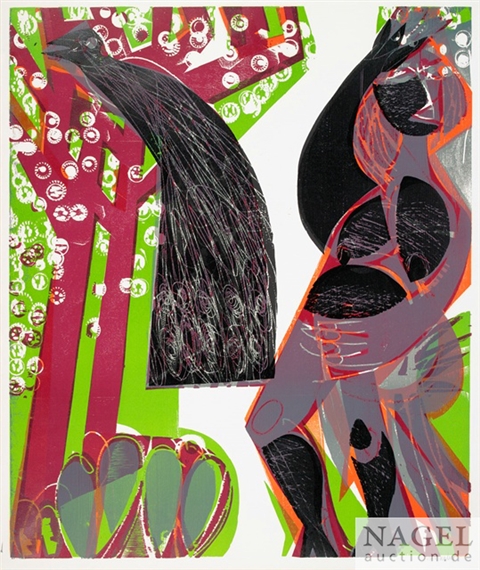 Die Frau mit dem Pfau by HAP  Grieshaber, 1963