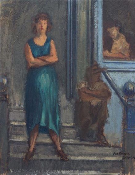 Raphael Soyer | Pregnant Woman in a Green Dress | MutualArt