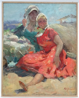 Harvest, Gleaners in a field resting - Vladimir Andreevitch Korobov