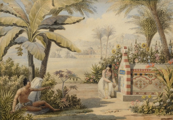 Figures in a Graveyard in an Indian Port by Auguste Garnerey, 1813