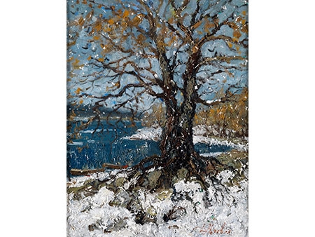 Artwork by Dimitry Motov, BÄUME AM WOLGA-UFER, Made of Oil on canvas