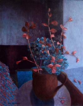 Still Life with Hydrangea and Mohair Throw - E.A. Sheridan