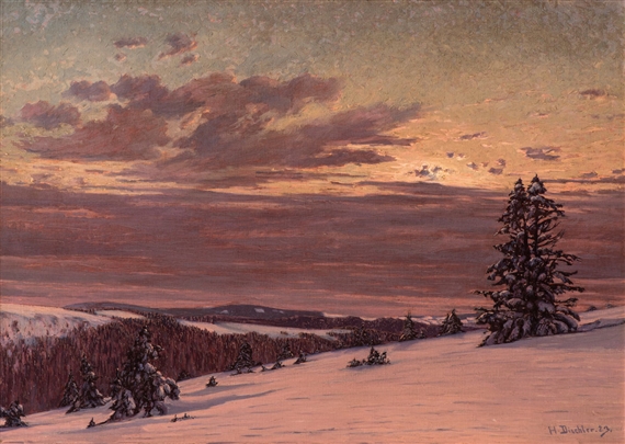 Winter evening at Feldberg by Hermann Dischler, 1923