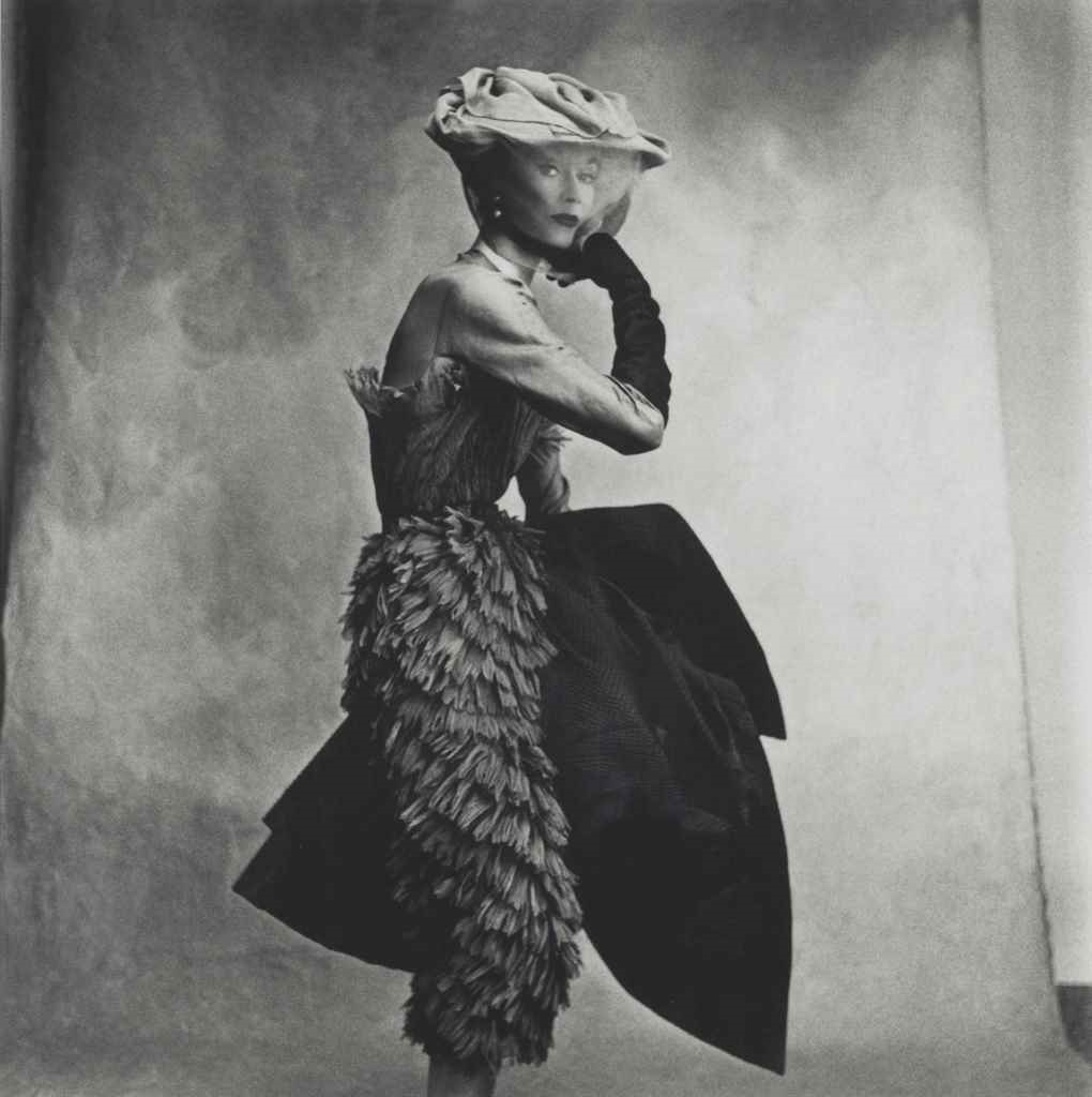 Artwork by Irving Penn, Cocoa Dress (Balenciaga), Lisa Fonssagrives-Penn, Made of platinum-palladium print, mounted on aluminum