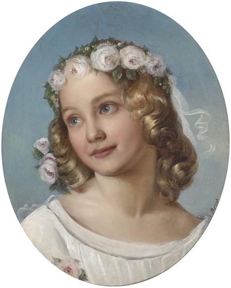 Mädchenbildnis (im Oval) - Friedrich Krepp