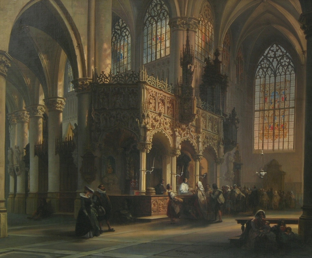 Church Interior by Jules Victor Genisson