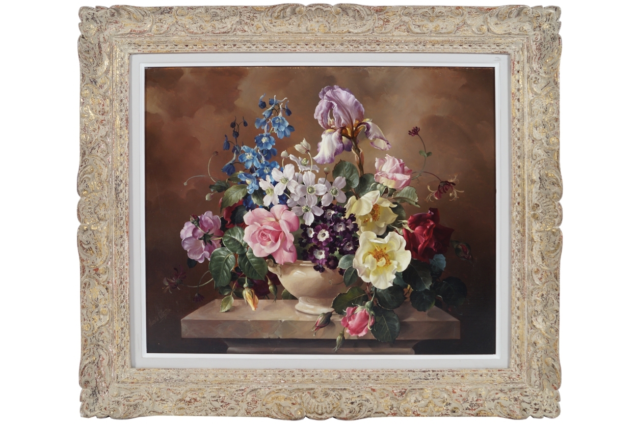 Harold Clayton | Flowers in a white vase | MutualArt
