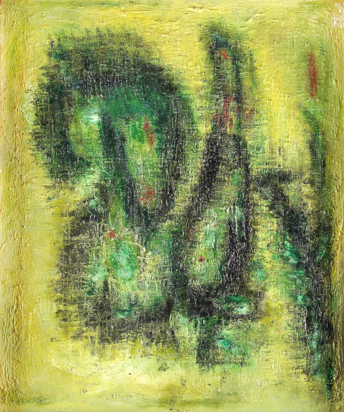 Paisley Composition in Green by Fahr-el-Nissa Zeid, circa 1960