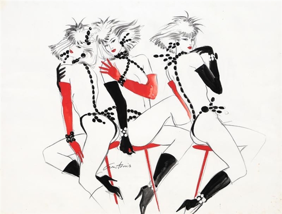 Eha and Helmut Newton by Antonio Lopez, Circa 1985