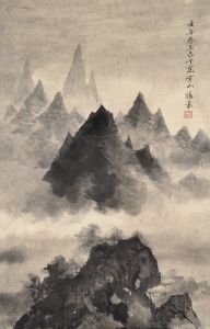 Artwork by Wang Jiqian, MOUNT HUANG SCENERY, Made of ink on paper