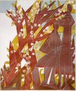 Artwork by HAP  Grieshaber, from the series "Baumblüte", Das rote Paar, Made of color woodcut on Bütten