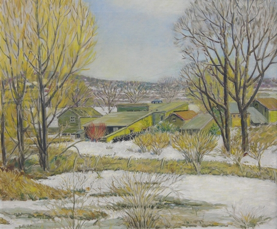 An early Spring farm scene by Belle Hoffman