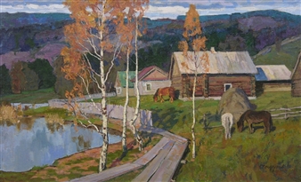 Fall in the Village - Yuri Svechnikov