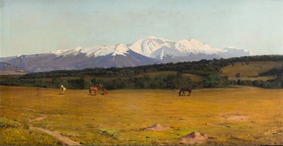 Mountain Landscape with Horses
