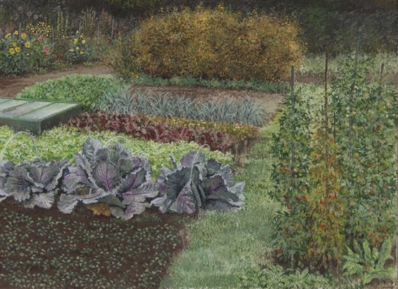 Jardin aux choux violets (Garden with Purple Cabbages) by Jean Claude Courtat