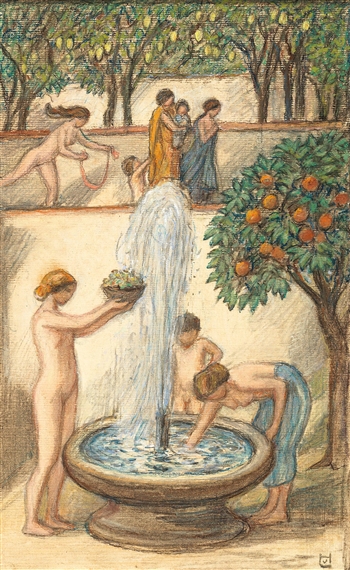 At the fountain by Ludwig von Hofmann, 1880-1900