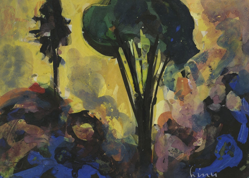 Artwork by Carl Walter Liner, Landschaft mit Bäumen., Made of gouache on paper