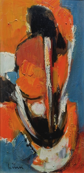 Komposition orange-grau.