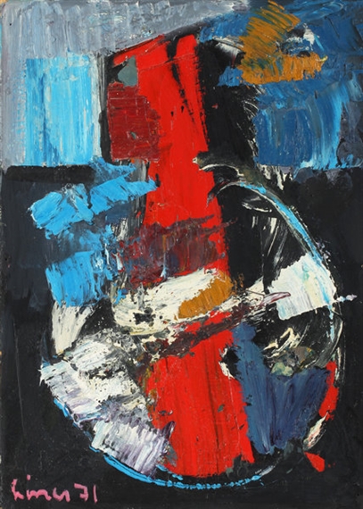 Komposition blau-rot-weiss