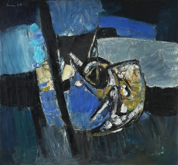 Komposition blau-schwarz