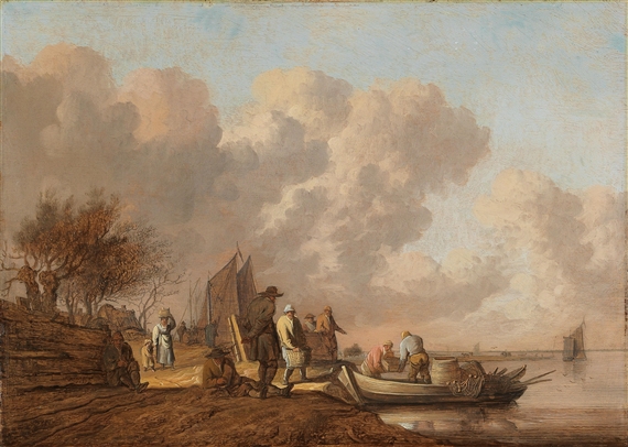 Fishermen unloading their catch by Anthonie Jansz. van der Croos, 1653