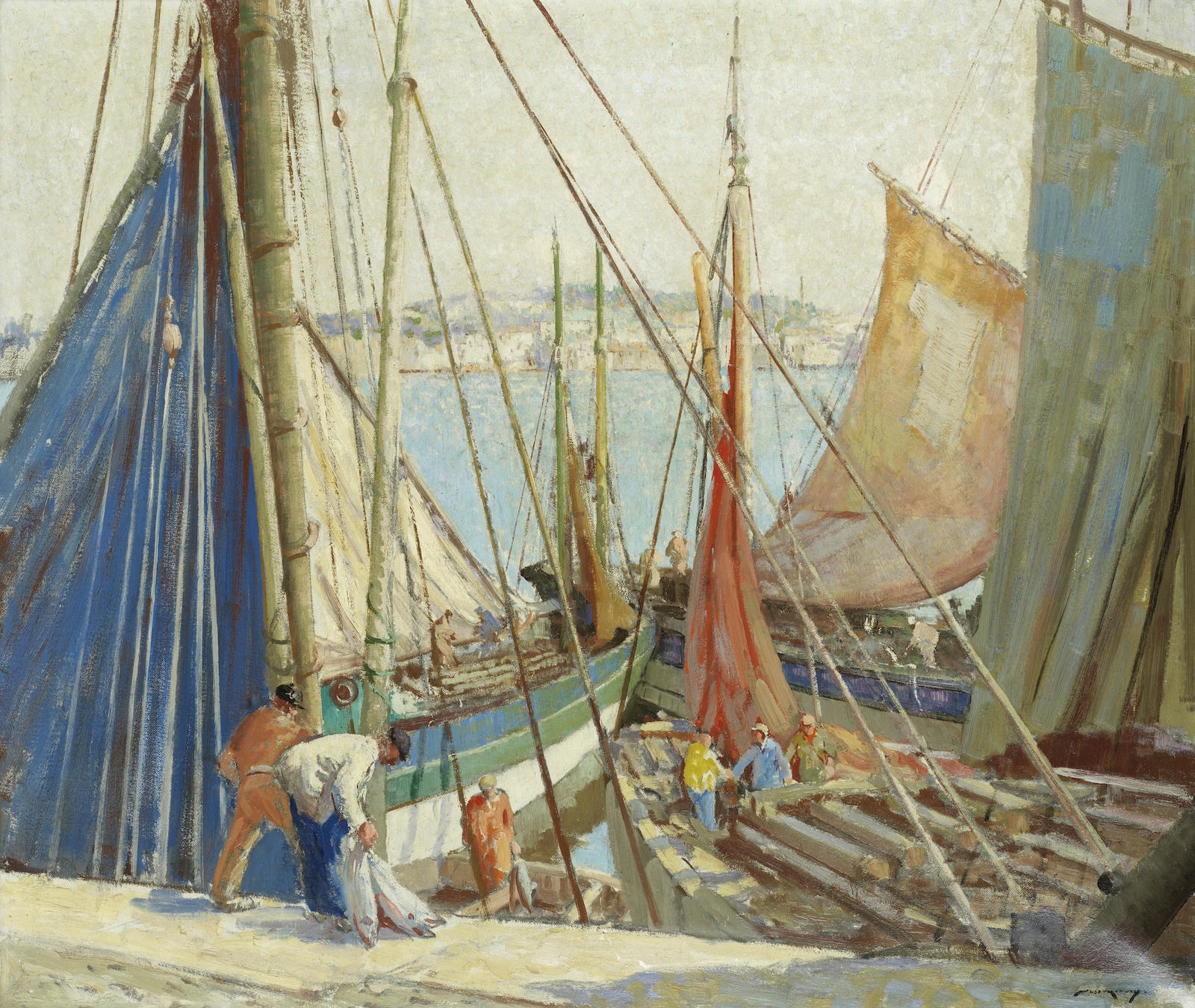 Artwork by William Lee-Hankey, Tunny Boats, Concarneau, Made of oil on canvas