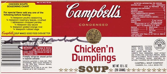 Andy Warhol | CAMPBELL'S SOUP CAN LABEL (CHICKEN'N DUMPLINGS) | MutualArt