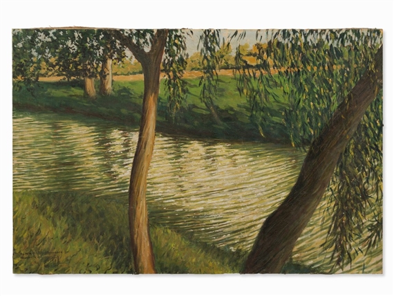 River with Willows by Mariano Felez, 1921