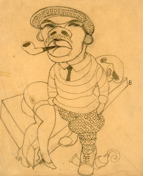 Künstler und Modell (Selbstporträt). by Gottfried Brockmann, 1930