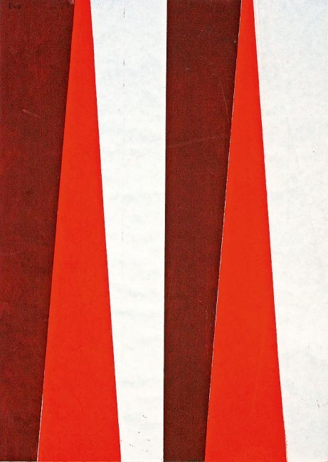 Artwork by Hermann Glöckner, Schornsteinformen in Braun und Rot II, Made of tempera on paper